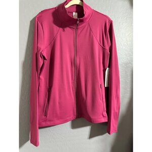 Isabella Activewear Women's Ruffle Back Peplum Jacket Amore Knit Size L NWT